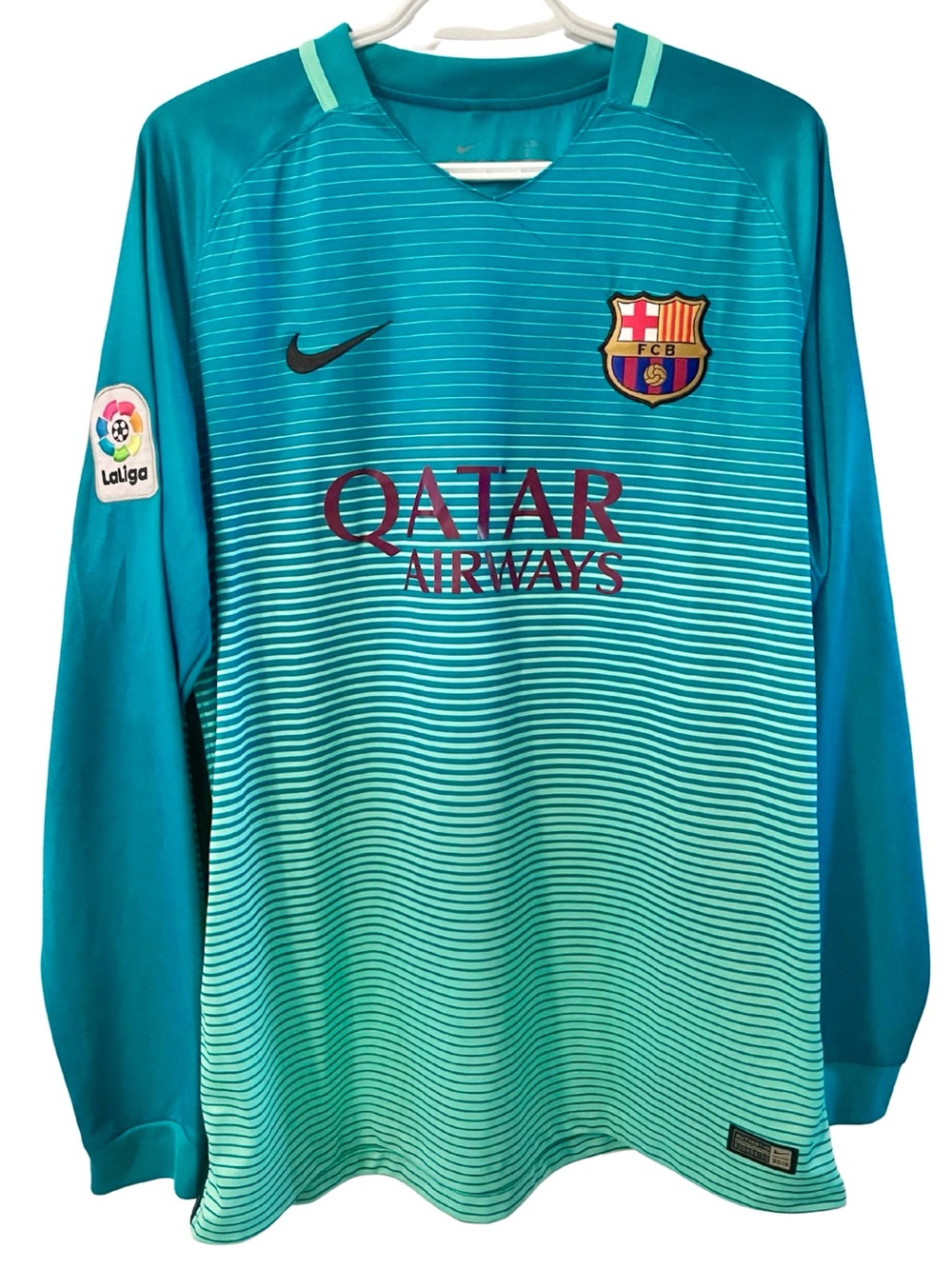 “Houle 25” Nike FC Barcelona Long Sleeve Jersey Size XL Teal - Blokecore